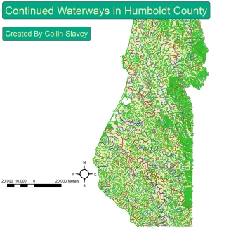 The rivers, creeks and streams moving water through Humboldt County.